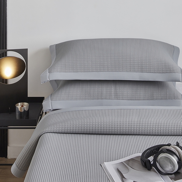 91家纺网 家纺一手货源 找家纺 慕尚 2025新款PE华夫格凉席+夏被 华夫格灰