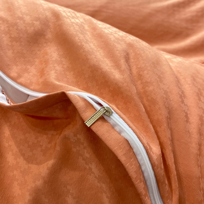 91家纺网 家纺一手货源 找家纺 安妮 2023新款简约提花刺绣四件套-缇娜夫人 缇娜夫人-桔