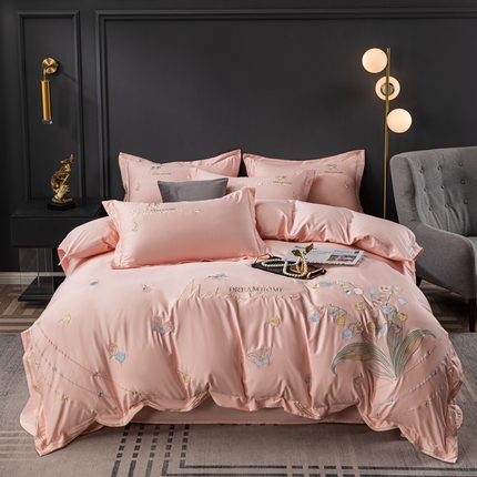 91家纺网 家纺一手货源 找家纺 金窝窝家纺 2024新款式活性纯棉绣花四件套 蝶恋花-粉玉