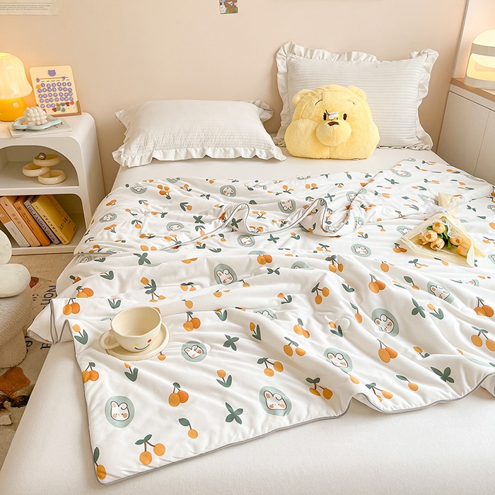 91家纺网 家纺一手货源 找家纺 晨希 2023新款针织棉夏被 樱桃兔