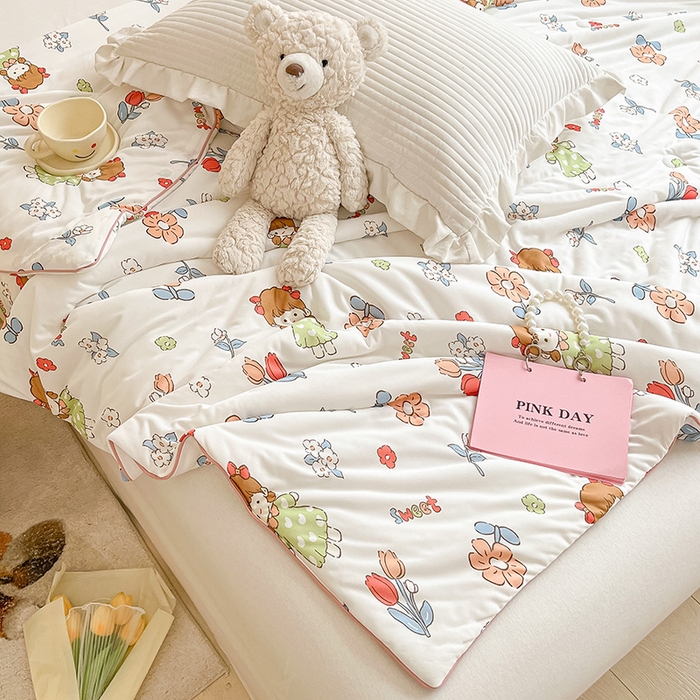 91家纺网 家纺一手货源 找家纺 晨希 2023新款针织棉夏被 欣欣向荣