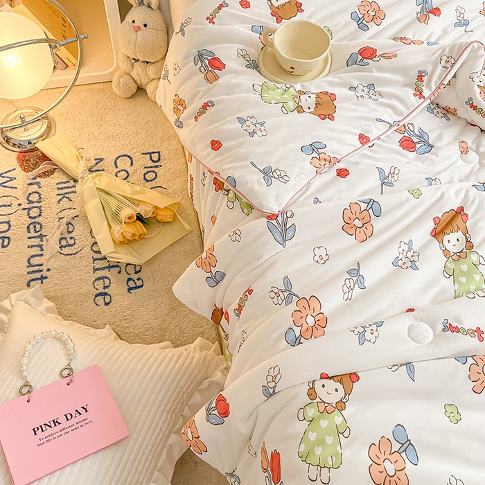 91家纺网 家纺一手货源 找家纺 晨希 2023新款针织棉夏被 欣欣向荣