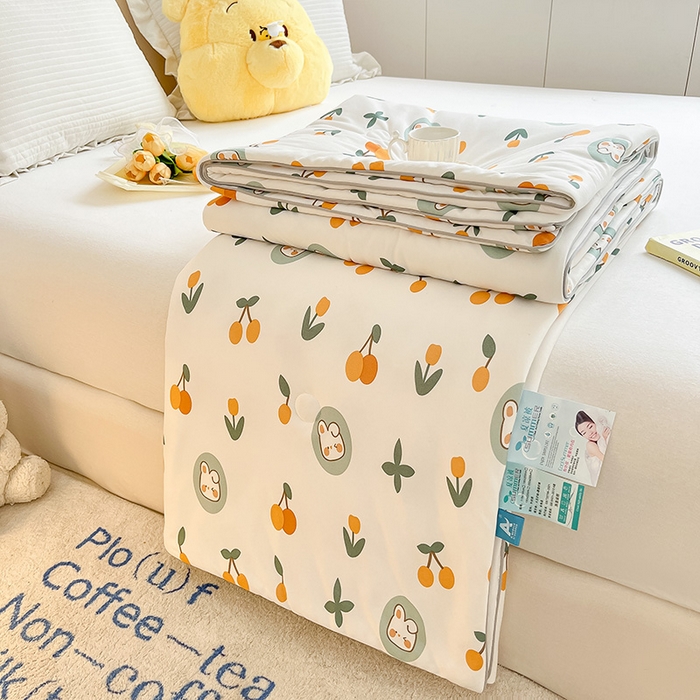 91家纺网 家纺一手货源 找家纺 晨希 2023新款针织棉夏被 樱桃兔