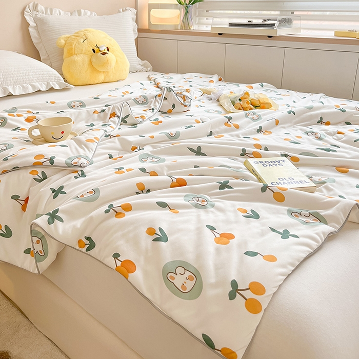 91家纺网 家纺一手货源 找家纺 晨希 2023新款针织棉夏被 樱桃兔