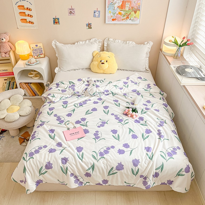 91家纺网 家纺一手货源 找家纺 晨希 2023新款针织棉夏被 郁金香