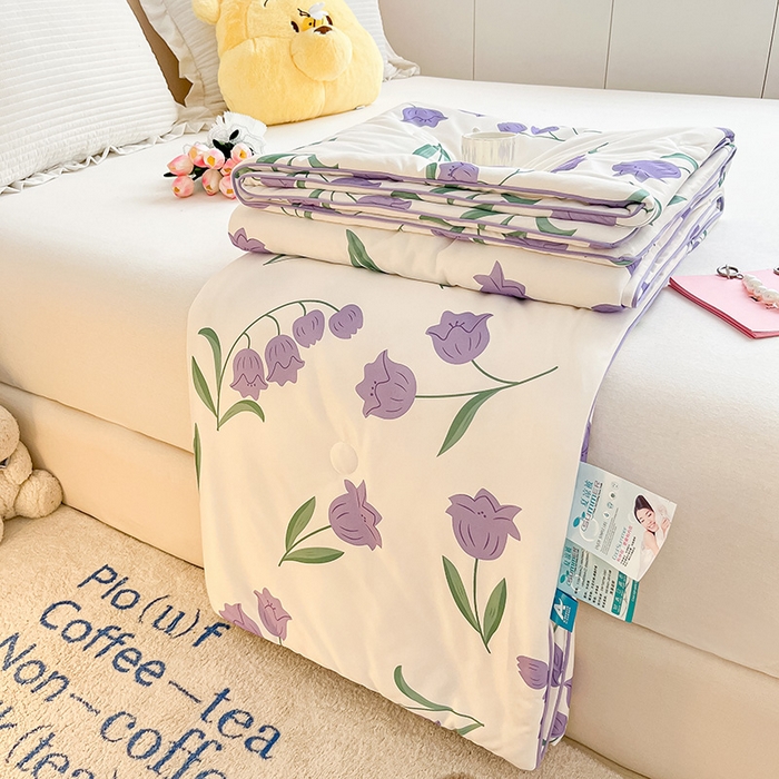 91家纺网 家纺一手货源 找家纺 晨希 2023新款针织棉夏被 郁金香