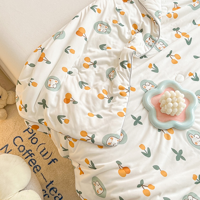 91家纺网 家纺一手货源 找家纺 晨希 2023新款针织棉夏被 樱桃兔