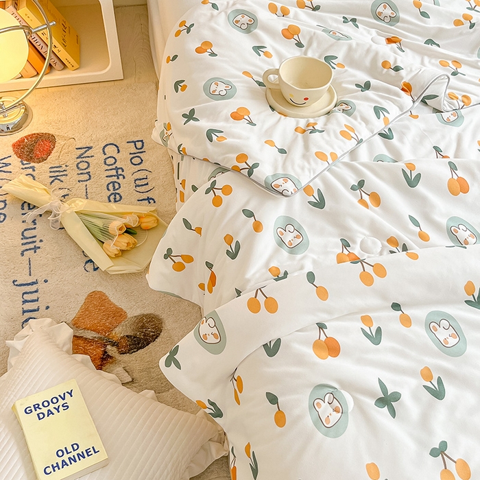 91家纺网 家纺一手货源 找家纺 晨希 2023新款针织棉夏被 樱桃兔