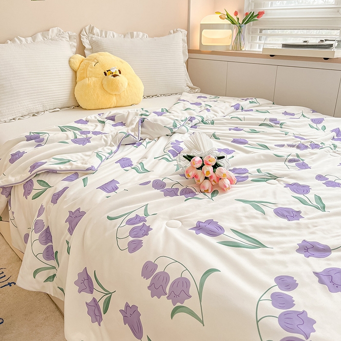 91家纺网 家纺一手货源 找家纺 晨希 2023新款针织棉夏被 郁金香