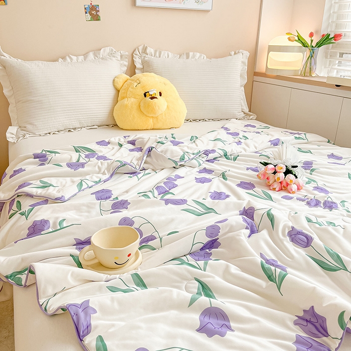 91家纺网 家纺一手货源 找家纺 晨希 2023新款针织棉夏被 郁金香