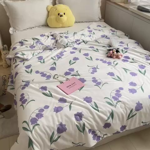 91家纺网 家纺一手货源 找家纺 晨希 2023新款针织棉夏被 郁金香