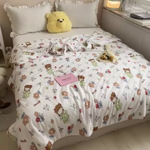 91家纺网 家纺一手货源 找家纺 晨希 2023新款针织棉夏被 欣欣向荣