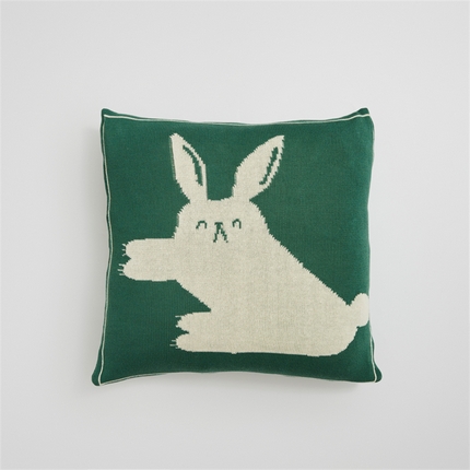 91家纺网 家纺一手货源 找家纺 暖绵绵 2025新款全棉跳跳兔抱枕套 翡翠绿