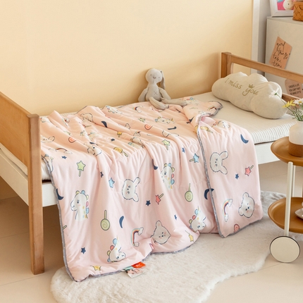喜多兔儿童家纺 2023年新款针织棉空调被 粉色彩虹宝贝
