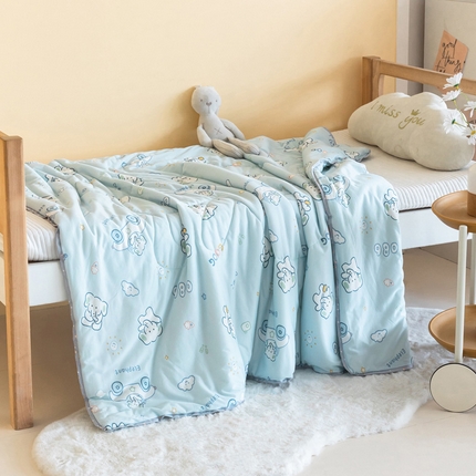 喜多兔儿童家纺 2023年新款针织棉空调被 蓝色奶油小象