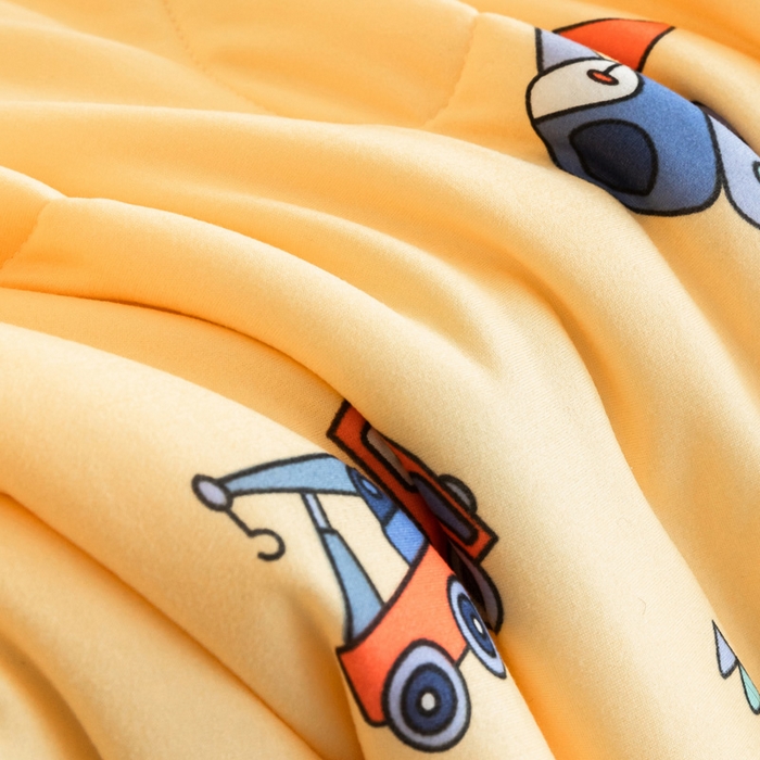 91家纺网 家纺一手货源 找家纺 喜多兔儿童家纺 2023年新款针织棉空调被 黄色挖掘机