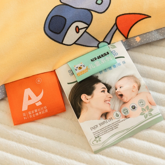 91家纺网 家纺一手货源 找家纺 喜多兔儿童家纺 2023年新款针织棉空调被 黄色挖掘机