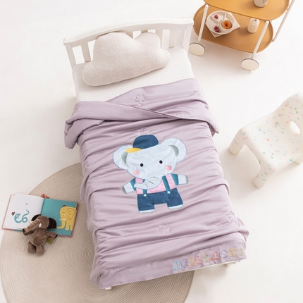 喜多兔儿童家纺 2023年新款小欢喜莫代尔天丝空调被 灰色米拉小象