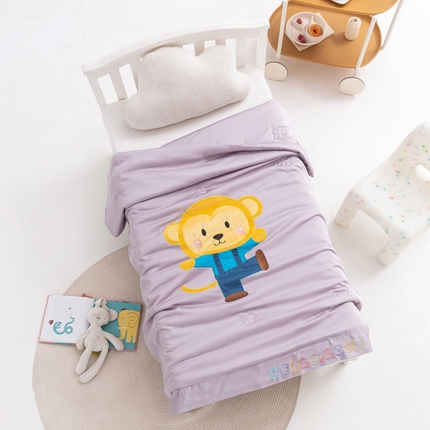 喜多兔儿童家纺 2023年新款小欢喜莫代尔天丝空调被 灰色跳跳小猴