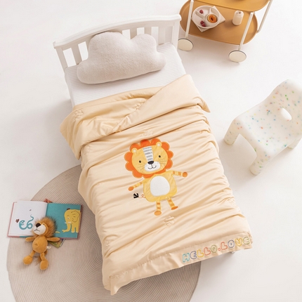 喜多兔儿童家纺 2023年新款小欢喜莫代尔天丝空调被 黄色米宝小狮子