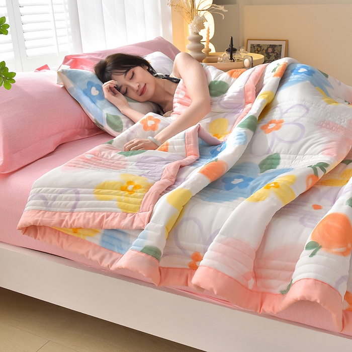 91家纺网 家纺一手货源 找家纺 圣楚  2024新款透气舒爽凉感丝夏被夏凉被空调被 清凉夏日