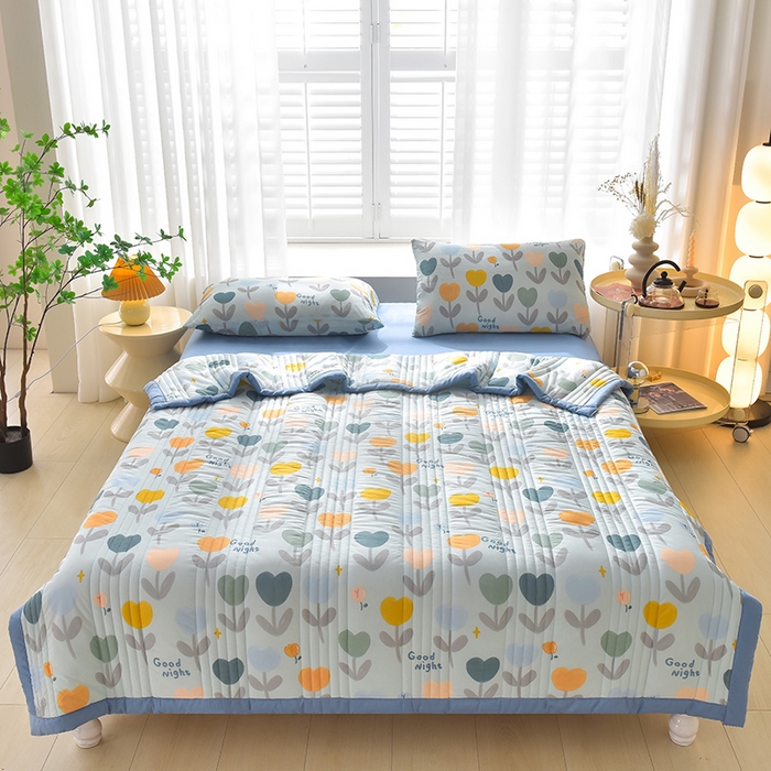 91家纺网 家纺一手货源 找家纺 圣楚  2024新款透气舒爽凉感丝夏被夏凉被空调被 迎面花香