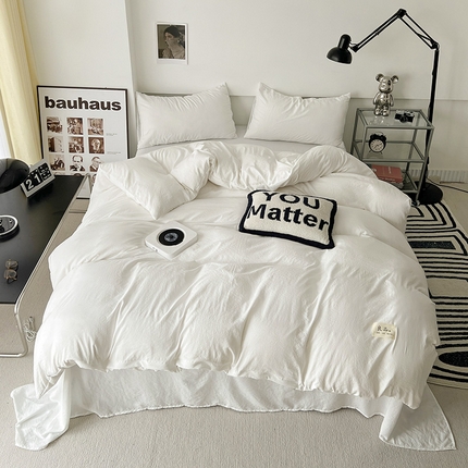 （总）优色良品家纺 2023新款博主风90克超柔水洗棉双拼四件套