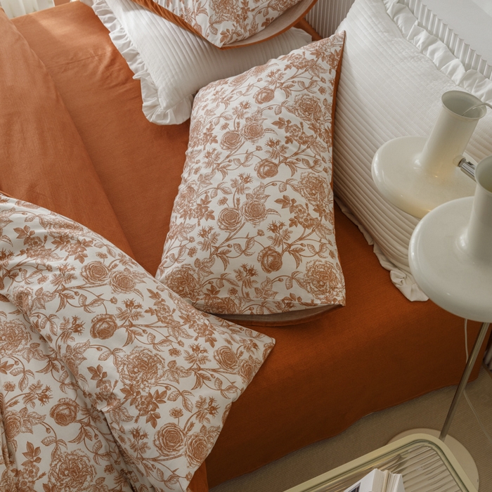 91家纺网 家纺一手货源 找家纺 畅畅 2023新款13372全棉印花四件套纯棉直播 复古玫瑰