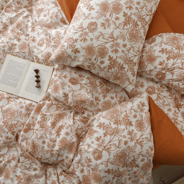 91家纺网 家纺一手货源 找家纺 畅畅 2023新款13372全棉印花四件套纯棉直播 复古玫瑰