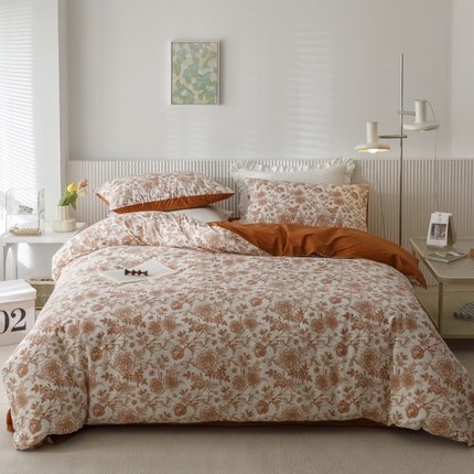 畅畅 2023新款13372全棉印花四件套纯棉直播 复古玫瑰