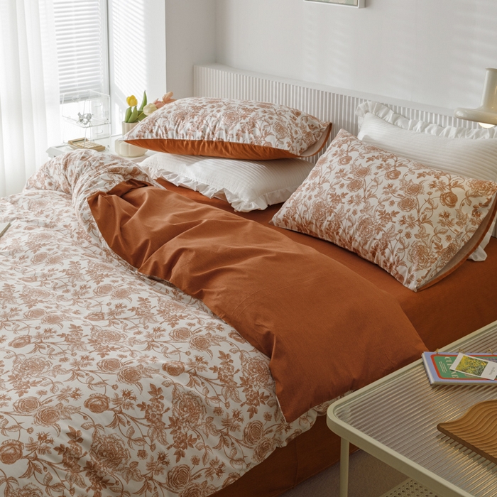 91家纺网 家纺一手货源 找家纺 畅畅 2023新款13372全棉印花四件套纯棉直播 复古玫瑰