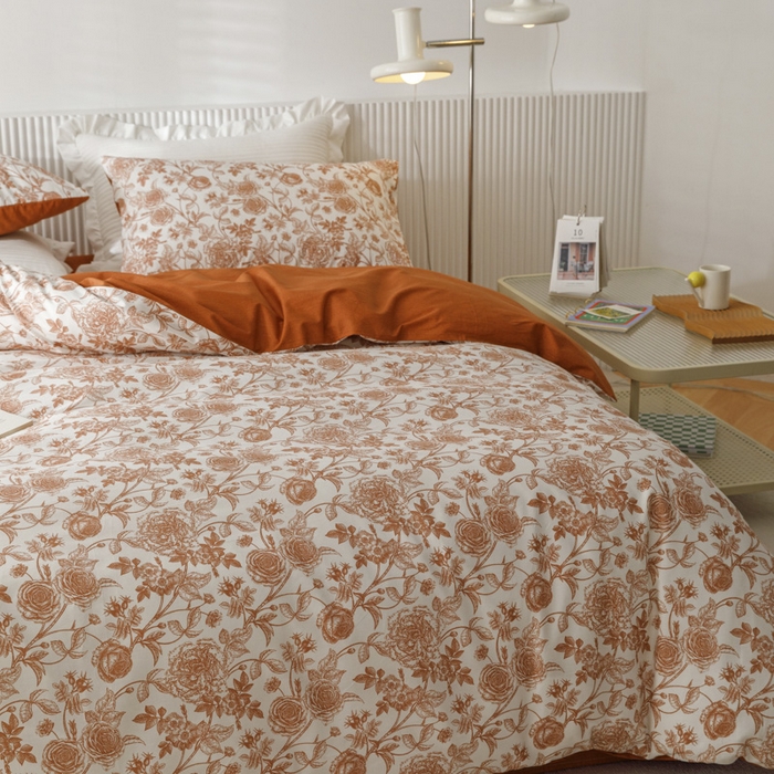 91家纺网 家纺一手货源 找家纺 畅畅 2023新款13372全棉印花四件套纯棉直播 复古玫瑰