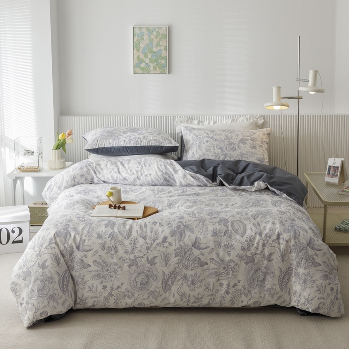 91家纺网 家纺一手货源 找家纺 畅畅 2023新款13372全棉印花四件套纯棉直播 山茶花