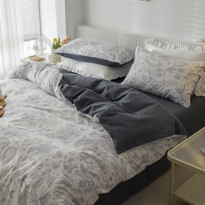 91家纺网 家纺一手货源 找家纺 畅畅 2023新款13372全棉印花四件套纯棉直播 山茶花