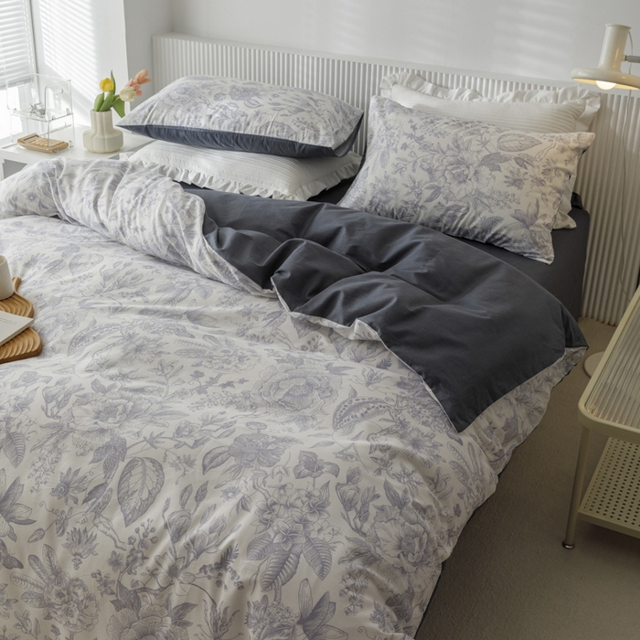 91家纺网 家纺一手货源 找家纺 畅畅 2023新款13372全棉印花四件套纯棉直播 山茶花