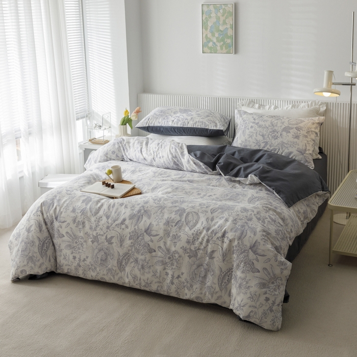 91家纺网 家纺一手货源 找家纺 畅畅 2023新款13372全棉印花四件套纯棉直播 山茶花