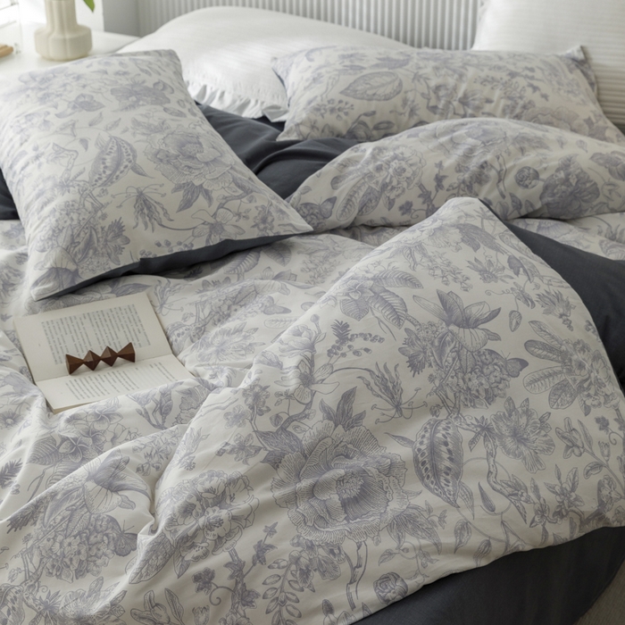 91家纺网 家纺一手货源 找家纺 畅畅 2023新款13372全棉印花四件套纯棉直播 山茶花