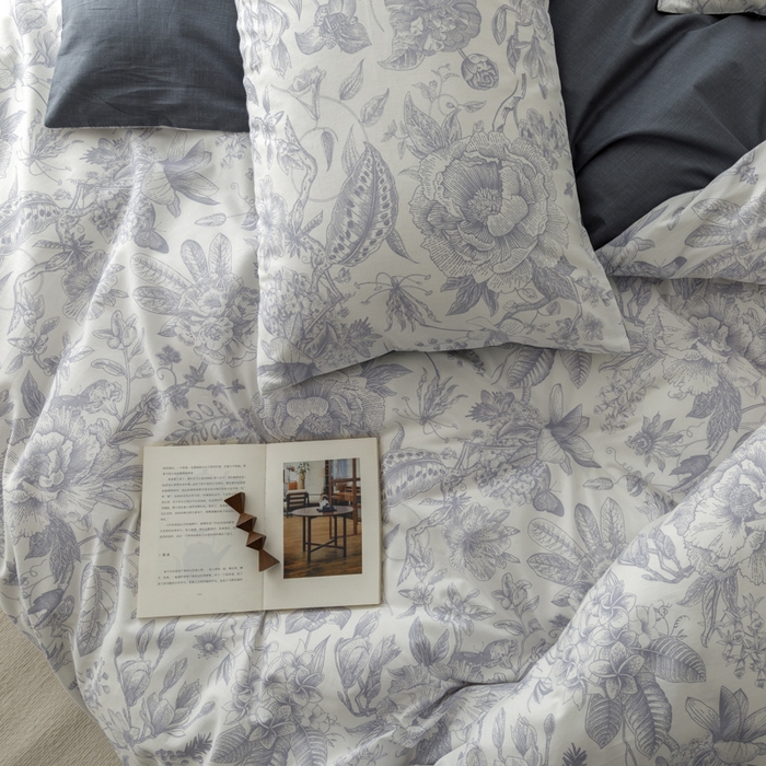 91家纺网 家纺一手货源 找家纺 畅畅 2023新款13372全棉印花四件套纯棉直播 山茶花