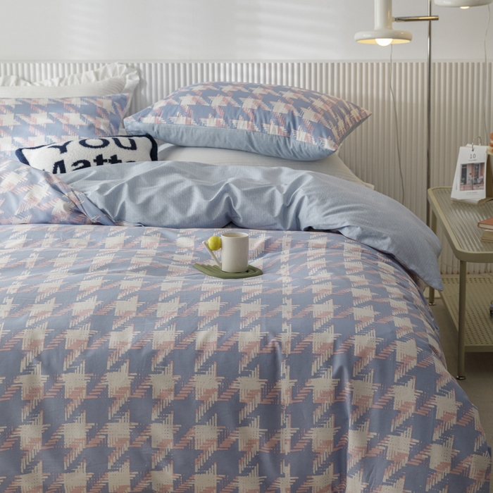 91家纺网 家纺一手货源 找家纺 畅畅 2023新款13372全棉印花四件套纯棉直播 左伊-蓝