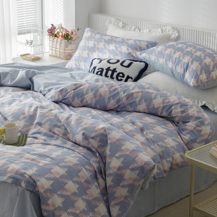 91家纺网 家纺一手货源 找家纺 畅畅 2023新款13372全棉印花四件套纯棉直播 左伊-蓝