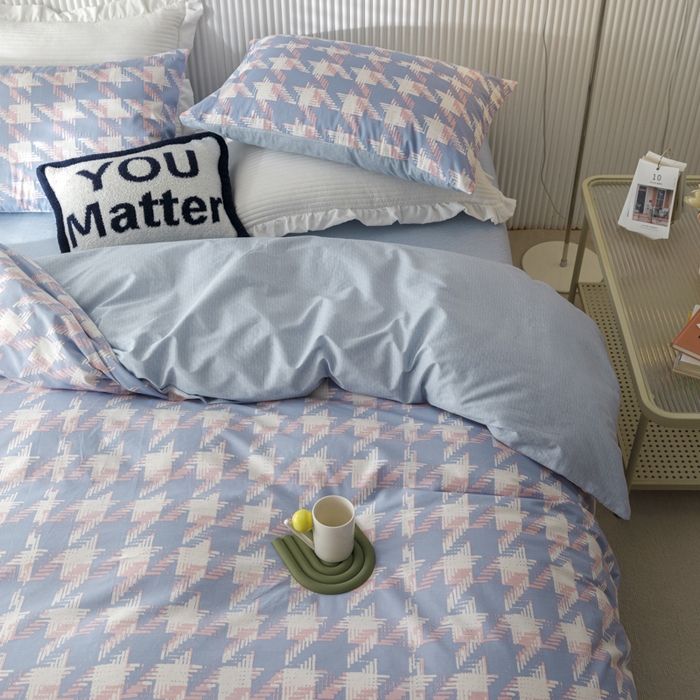 91家纺网 家纺一手货源 找家纺 畅畅 2023新款13372全棉印花四件套纯棉直播 左伊-蓝