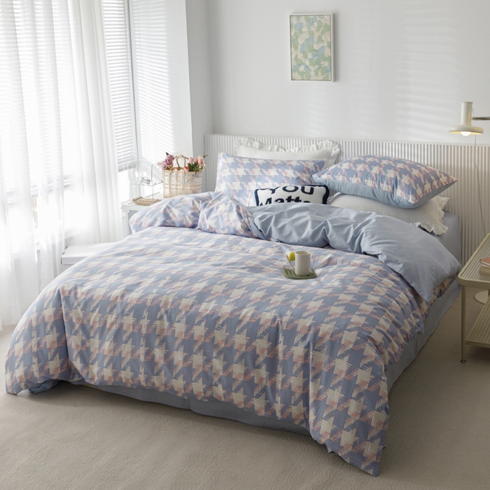 91家纺网 家纺一手货源 找家纺 畅畅 2023新款13372全棉印花四件套纯棉直播 左伊-蓝