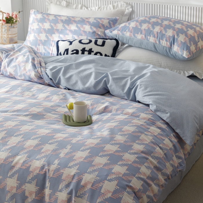 91家纺网 家纺一手货源 找家纺 畅畅 2023新款13372全棉印花四件套纯棉直播 左伊-蓝