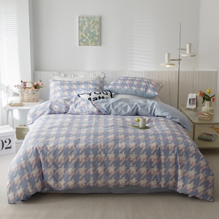 畅畅 2023新款13372全棉印花四件套纯棉直播 左伊-蓝