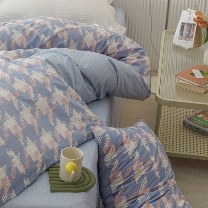 91家纺网 家纺一手货源 找家纺 畅畅 2023新款13372全棉印花四件套纯棉直播 左伊-蓝