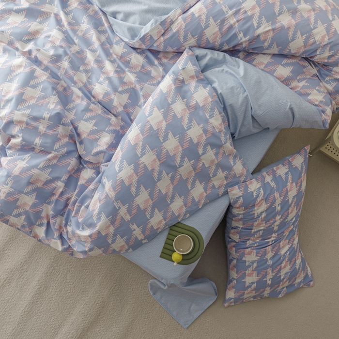 91家纺网 家纺一手货源 找家纺 畅畅 2023新款13372全棉印花四件套纯棉直播 左伊-蓝