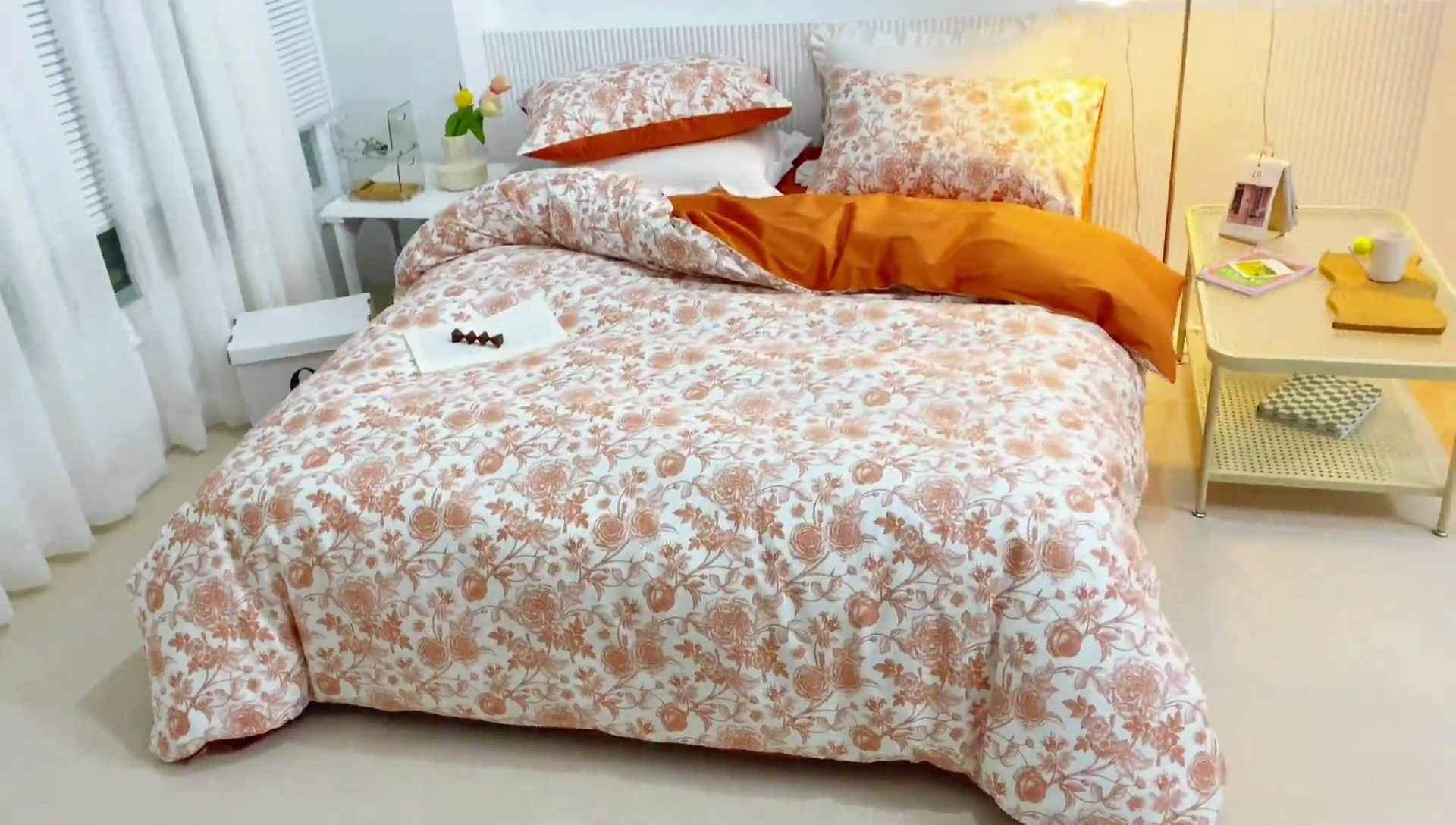 91家纺网 家纺一手货源 找家纺 畅畅 2023新款13372全棉印花四件套纯棉直播 复古玫瑰