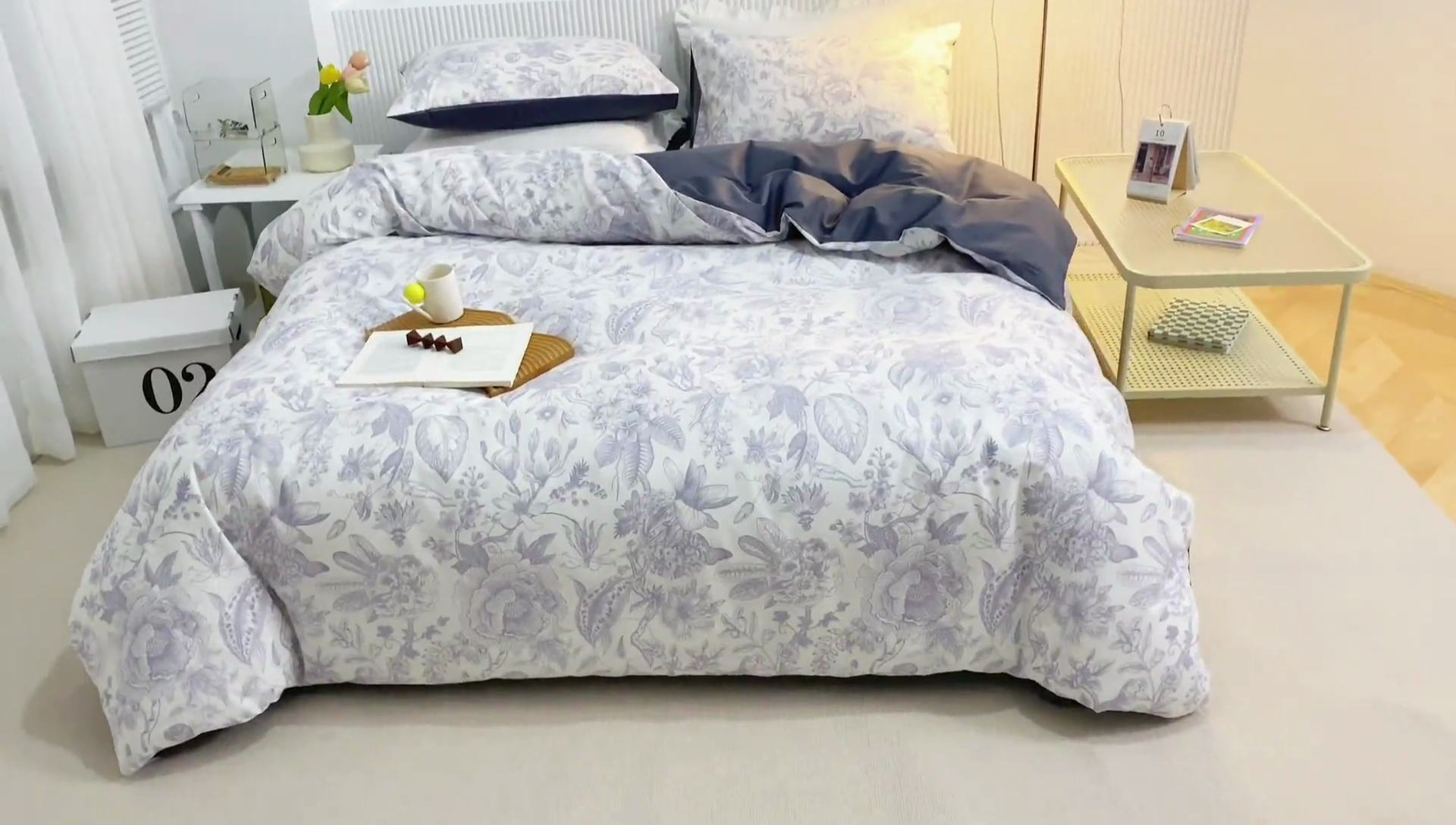 91家纺网 家纺一手货源 找家纺 畅畅 2023新款13372全棉印花四件套纯棉直播 山茶花