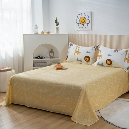 茗婷2025春夏新款纯棉印花单品床单 动物世界