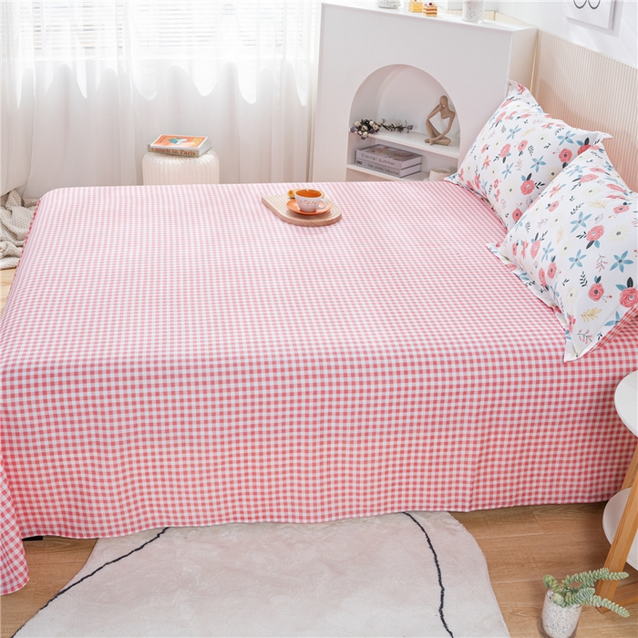 91家纺网 家纺一手货源 找家纺 茗婷2025春夏新款纯棉印花单品床单 红粉佳人